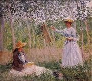 Suzanne Reading and Blanche Painting by the Marsh at Giverny Claude Monet